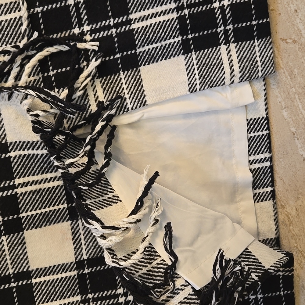Talbot's Black/Creamy White Fringed Wool Blend Pencil Skirt - Picture 3 of 10